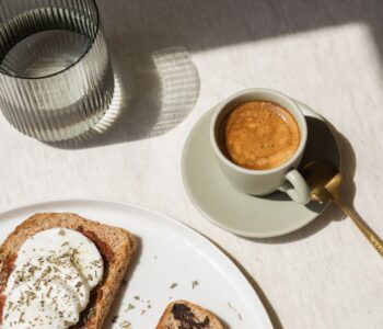 Coffee and toast at breakfast